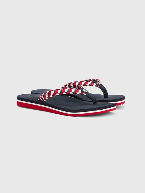 Tommy Hilfiger Woven Webbing Flip-Flops Sandalet Kadın Mavi | TH753YAV