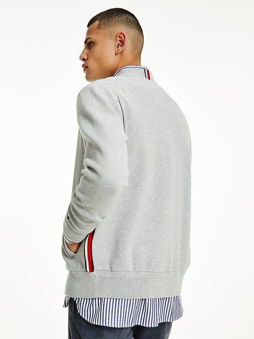 Tommy Hilfiger Zip-Thru Baseball Collar Cardigan Kazak Erkek Gri | TH495GFI