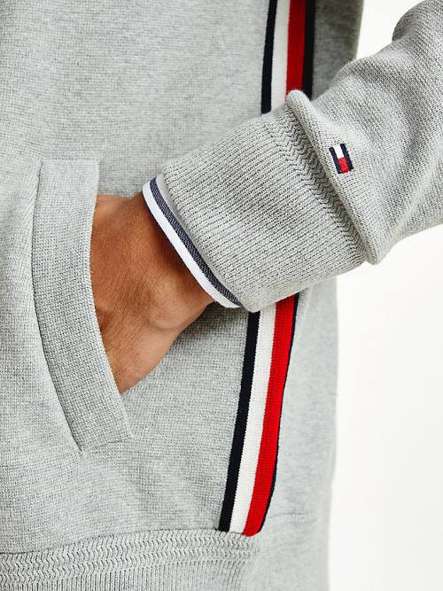 Tommy Hilfiger Zip-Thru Baseball Collar Cardigan Kazak Erkek Gri | TH495GFI