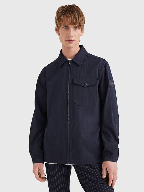 Tommy Hilfiger Zip-Thru Shirt Ceket Erkek Mavi | TH746YIE