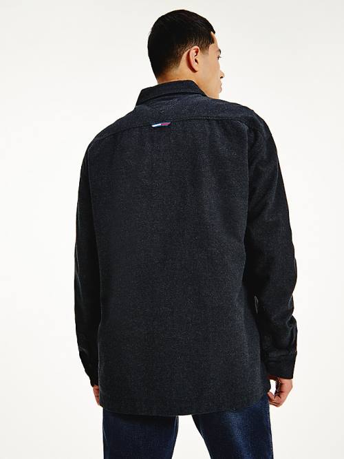 Tommy Hilfiger Zip-Thru Soft Organic Pamuklu Overshirt Gömlek Erkek Siyah | TH804XCZ